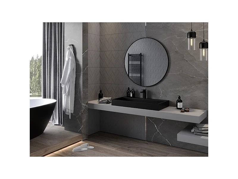 Mexen Loft lustro łazienkowe okragłe 95 cm, rama czarna - 9850-095-095-000-70