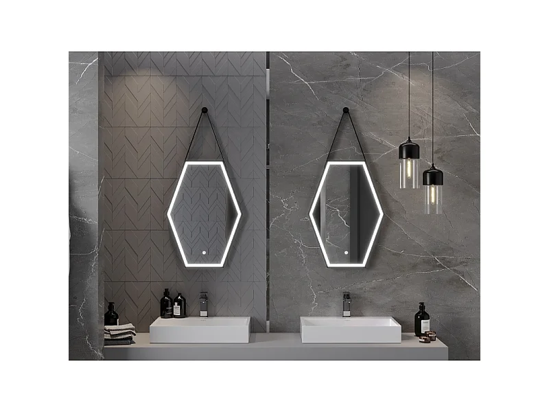 Mexen Orla miroir de salle de bains rétroéclairé 50 x 70 cm, LED 6000K, anti-buée, cadre noir - 9815-050-070-611-70