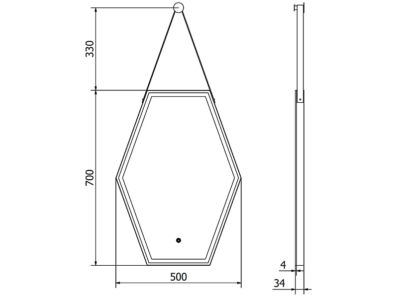 Mexen Orla miroir de salle de bains rétroéclairé 50 x 70 cm, LED 6000K, anti-buée, cadre noir - 9815-050-070-611-70
