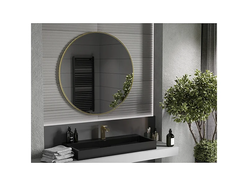 Mexen Loft Rundes Badezimmer-Spiegel 100 cm, goldener Rahmen - 9850-100-100-000-50
