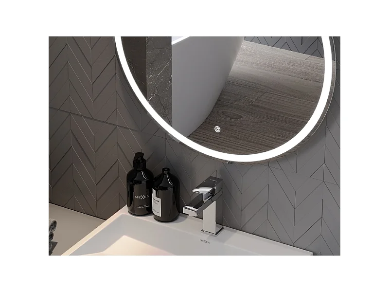 Mexen Gobi miroir de salle de bain rétroéclairé, rond 60 cm, LED 6000K, anti-buée - 9801-060-060-611-00