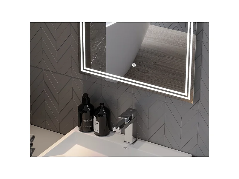 Mexen Taco miroir de salle de bain rétroéclairé 50 x 70 cm, LED 6000K, antibuée - 9805-050-070-611-00