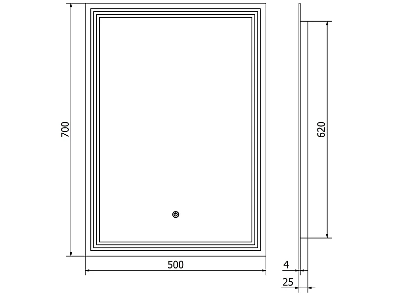 Mexen Taco miroir de salle de bain rétroéclairé 50 x 70 cm, LED 6000K, antibuée - 9805-050-070-611-00