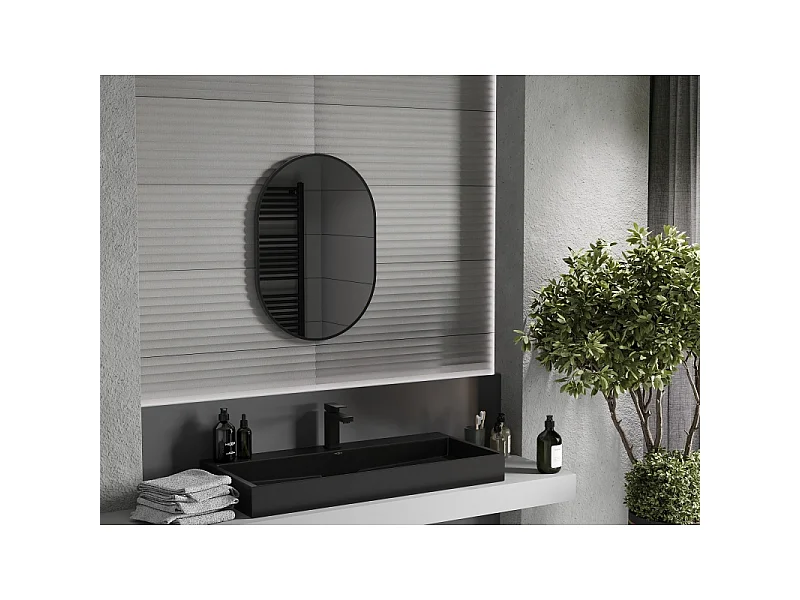 Mexen Loft lustro łazienkowe owalne 70 x 50 cm, rama czarna - 9851-070-050-000-70