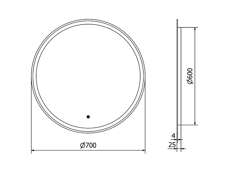 Mexen Gobi miroir de salle de bain éclairé, rond 70 cm, LED 6000K, anti-buée - 9801-070-070-611-00