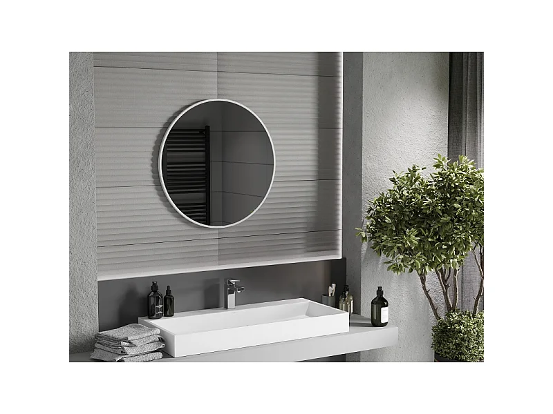 Mexen Loft ronde badkamer spiegel 70 cm, witte lijst - 9850-070-070-000-20