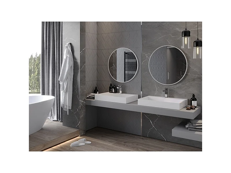 Mexen Loft ronde badkamer spiegel 70 cm, witte lijst - 9850-070-070-000-20