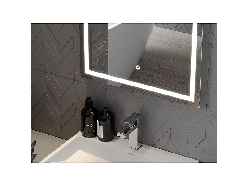 Mexen Miko miroir de salle de bain éclairé 80 x 60 cm, LED 6000K, antibuée - 9819-080-060-611-00