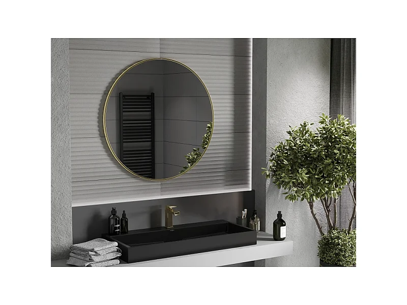 Mexen Loft Rundes Badezimmer Spiegel 95 cm, goldener Rahmen - 9850-095-095-000-50