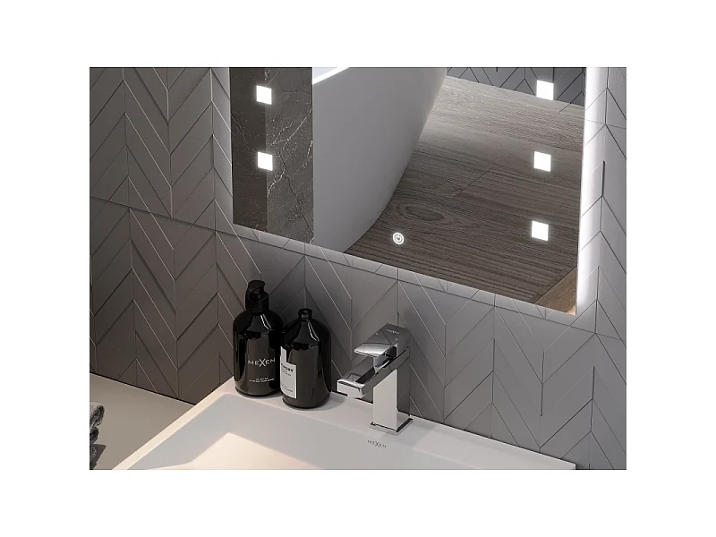 Mexen Ner miroir de salle de bain rétroéclairé 80 x 60 cm, LED 6000K, antibuée - 9809-080-060-611-00