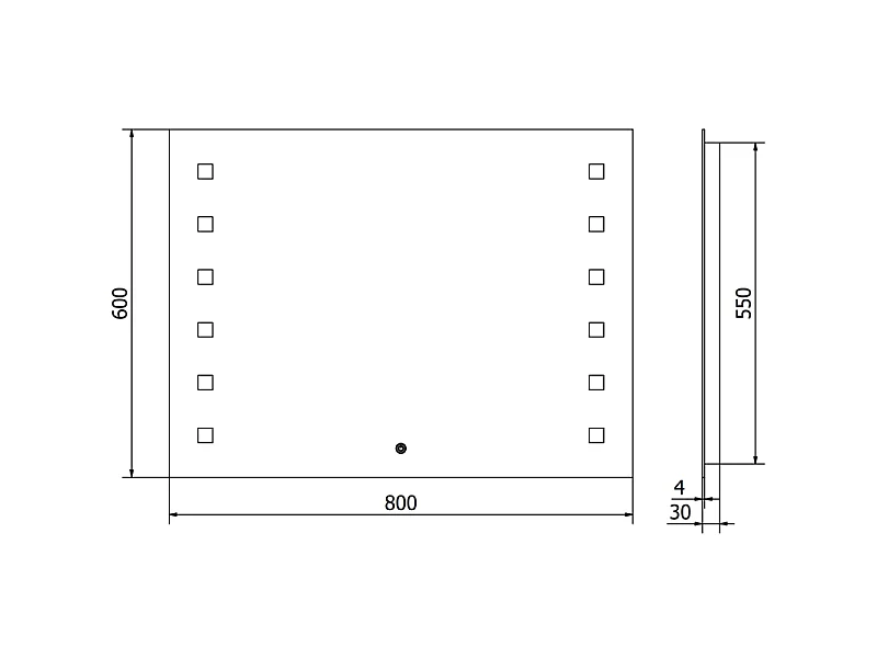 Mexen Ner miroir de salle de bain rétroéclairé 80 x 60 cm, LED 6000K, antibuée - 9809-080-060-611-00