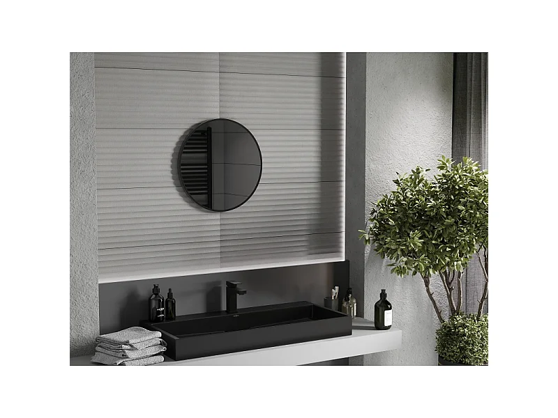 Mexen Loft miroir de salle de bain rond 50 cm, cadre noir - 9850-050-050-000-70
