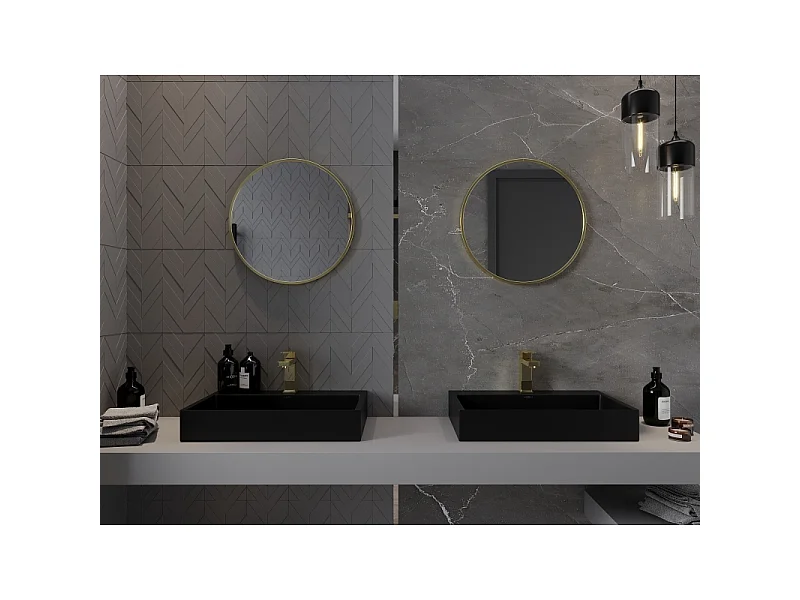 Mexen Loft round bathroom mirror 45 cm, gold frame - 9850-045-045-000-50