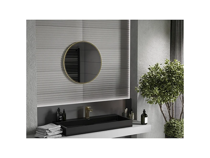 Mexen Loft lustro łazienkowe okragłe 60 cm, rama złota - 9850-060-060-000-50