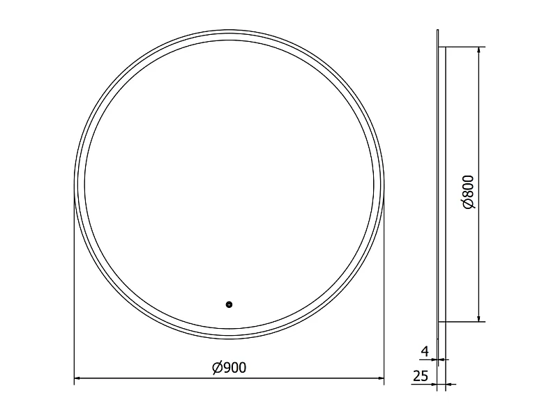 Mexen Gobi miroir de salle de bain éclairé, rond 90 cm, LED 6000K, anti-buée - 9801-090-090-611-00