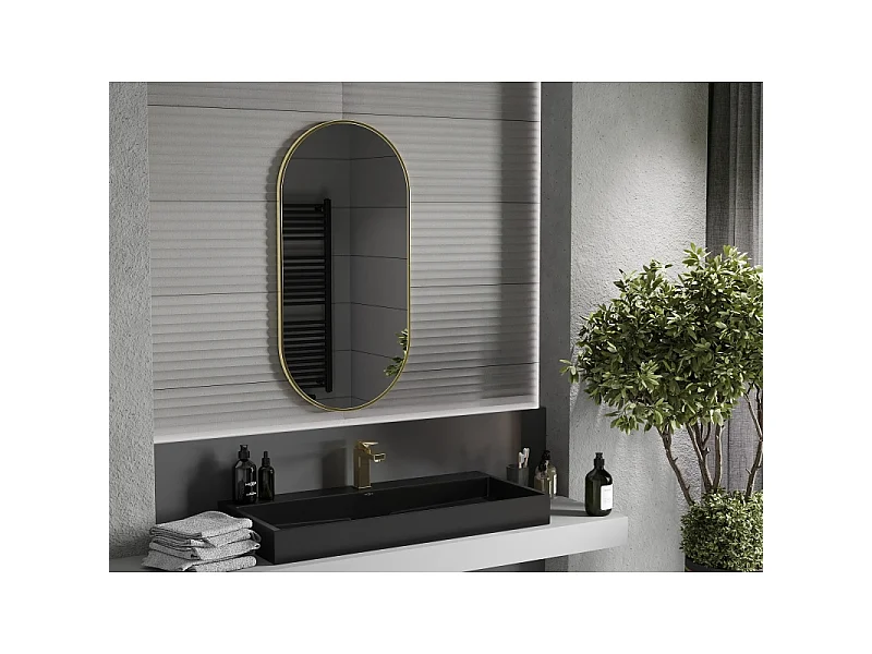 Mexen Loft oval Spiegel 100 x 50 cm, goldener Rahmen - 9851-100-050-000-50