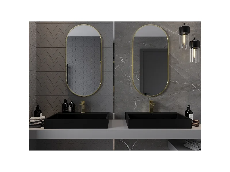 Mexen Loft oval Spiegel 100 x 50 cm, goldener Rahmen - 9851-100-050-000-50