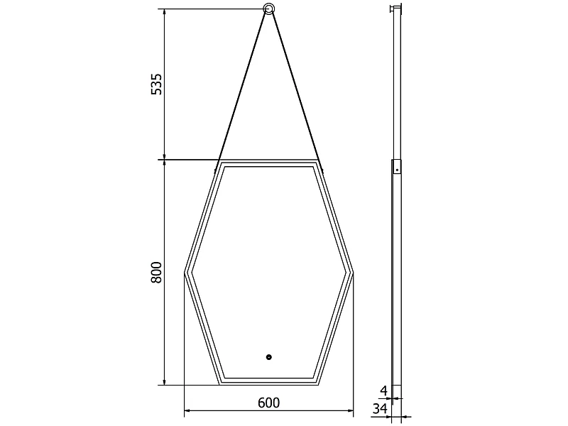 Mexen Orla miroir de salle de bain éclairé 60 x 80 cm, LED 6000K, antibuée, cadre noir - 9815-060-080-611-70