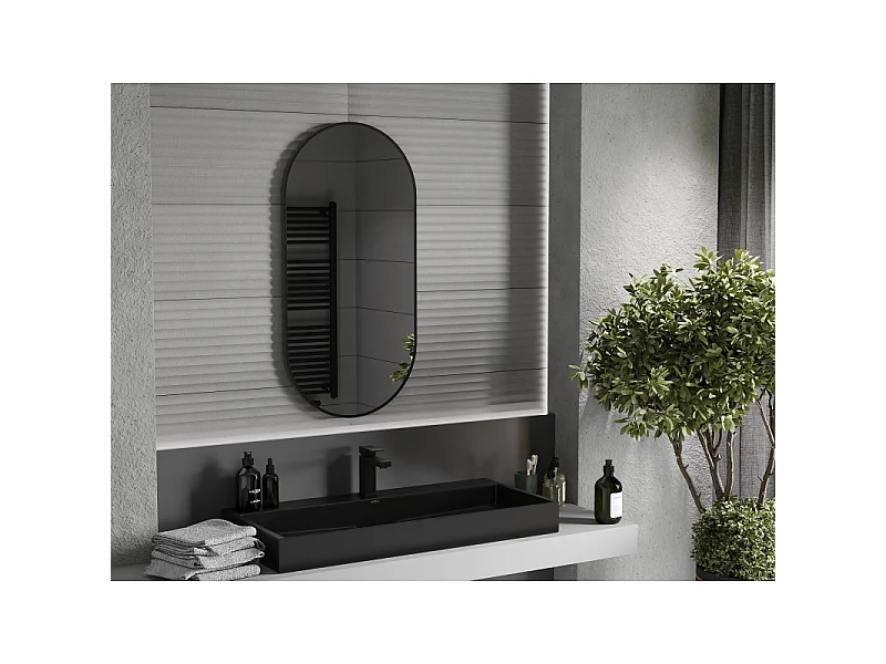 Mexen Loft Ovaler Badezimmerspiegel 100 x 50 cm, schwarzer Rahmen - 9851-100-050-000-70