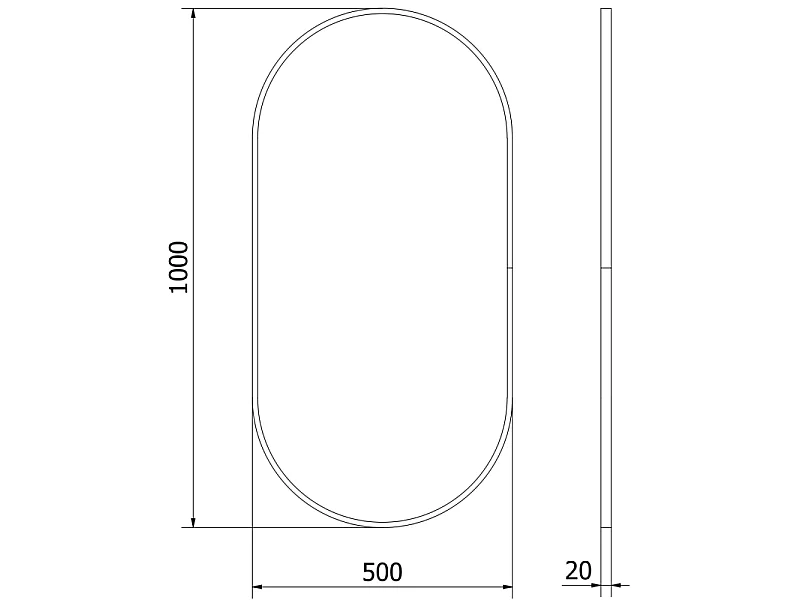 Mexen Loft Ovaler Badezimmerspiegel 100 x 50 cm, schwarzer Rahmen - 9851-100-050-000-70