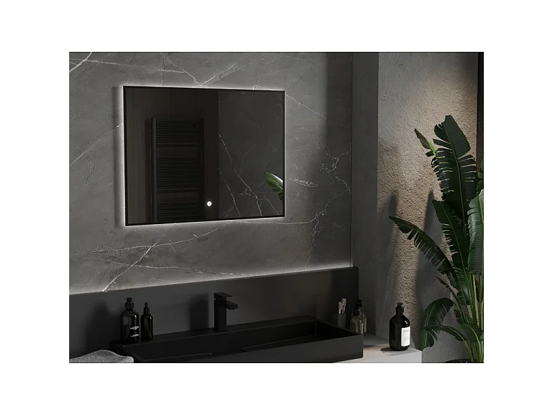Mexen Erma miroir de salle de bain éclairé 80 x 60 cm, LED 6000K, anti-buée, cadre noir - 9814-080-060-611-70