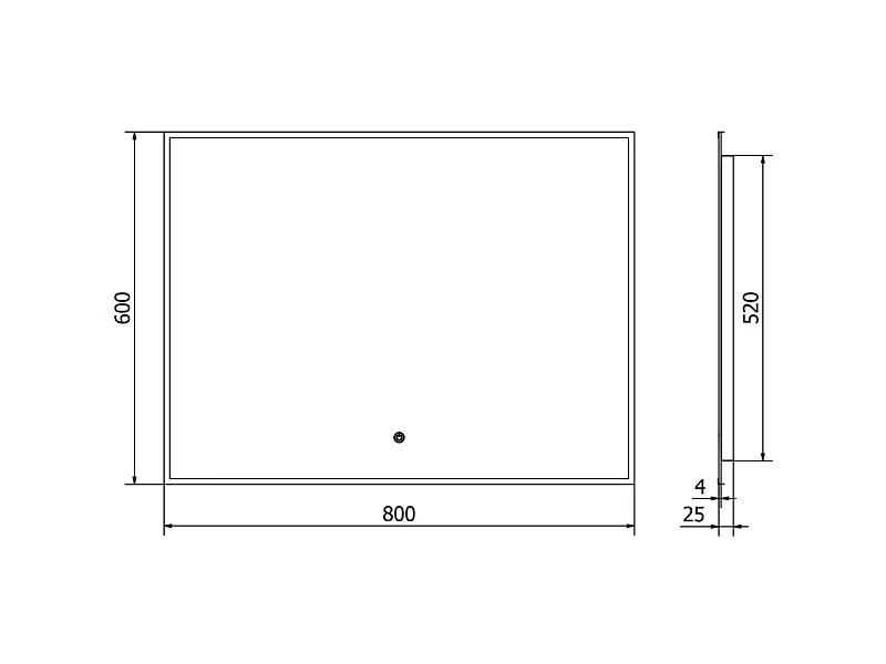 Mexen Erma miroir de salle de bain éclairé 80 x 60 cm, LED 6000K, anti-buée, cadre noir - 9814-080-060-611-70