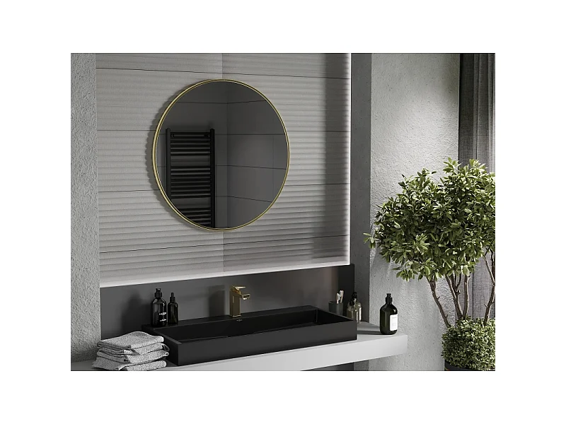 Mexen Loft ronde badkamerspiegel 85 cm, gouden frame - 9850-085-085-000-50