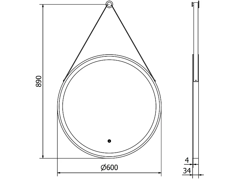 Mexen Reni miroir de salle de bain éclairé, rond 60 cm, LED 6000K, anti-buée, cadre noir - 9812-060-060-611-70