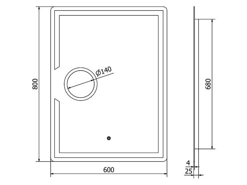 Mexen Onyx miroir de salle de bain éclairé avec miroir cosmétique 60 x 80 cm, LED 6000K, anti-buée - 9813-060-080-611-00