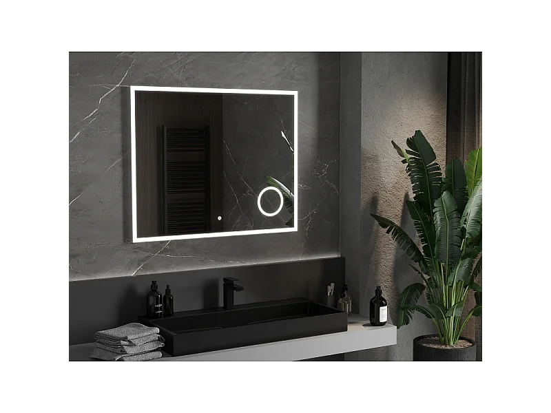 Mexen Kala miroir de salle de bains éclairé avec miroir cosmétique 100 x 80 cm, LED 6000K, antibuée - 9820-100-080-611-00