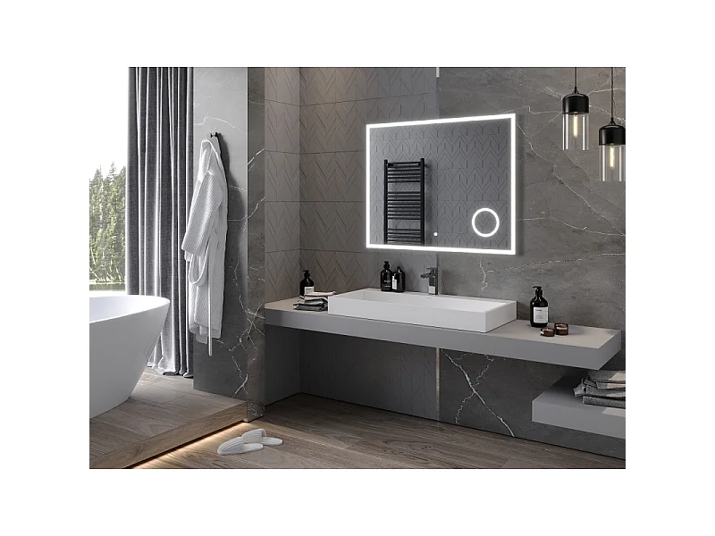 Mexen Kala miroir de salle de bains éclairé avec miroir cosmétique 100 x 80 cm, LED 6000K, antibuée - 9820-100-080-611-00