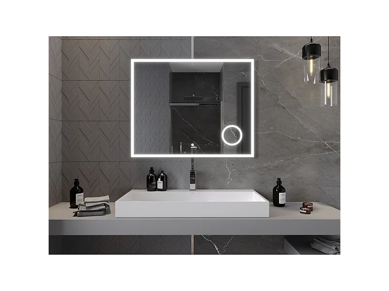 Mexen Kala miroir de salle de bains éclairé avec miroir cosmétique 100 x 80 cm, LED 6000K, antibuée - 9820-100-080-611-00