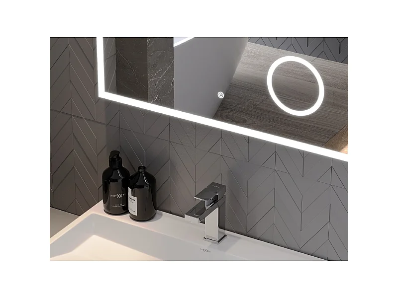 Mexen Kala miroir de salle de bains éclairé avec miroir cosmétique 100 x 80 cm, LED 6000K, antibuée - 9820-100-080-611-00