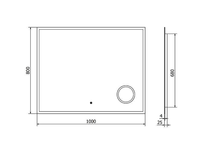Mexen Kala miroir de salle de bains éclairé avec miroir cosmétique 100 x 80 cm, LED 6000K, antibuée - 9820-100-080-611-00