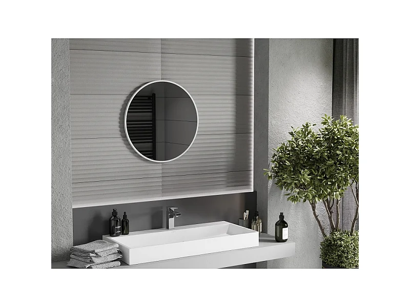 Mexen Loft rond badkamer spiegel 60 cm, witte lijst - 9850-060-060-000-20