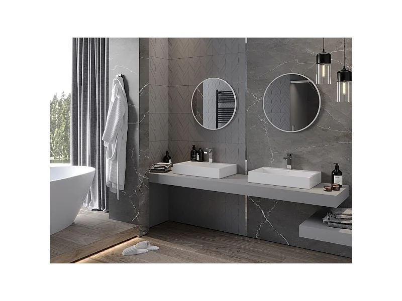 Mexen Loft rond badkamer spiegel 60 cm, witte lijst - 9850-060-060-000-20