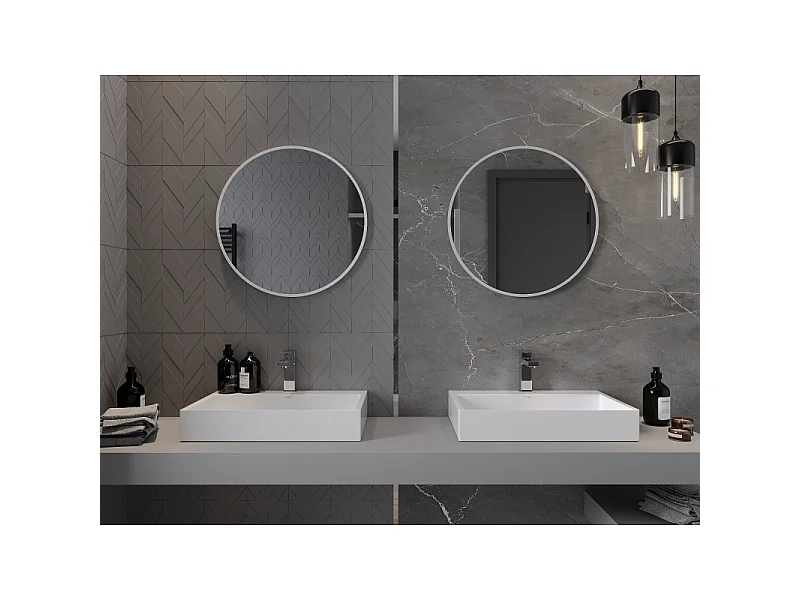 Mexen Loft rond badkamer spiegel 60 cm, witte lijst - 9850-060-060-000-20