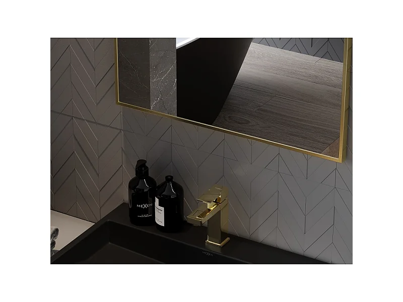 Mexen Loft rectangular bathroom mirror 60 x 50 cm, gold frame - 9852-060-050-000-50