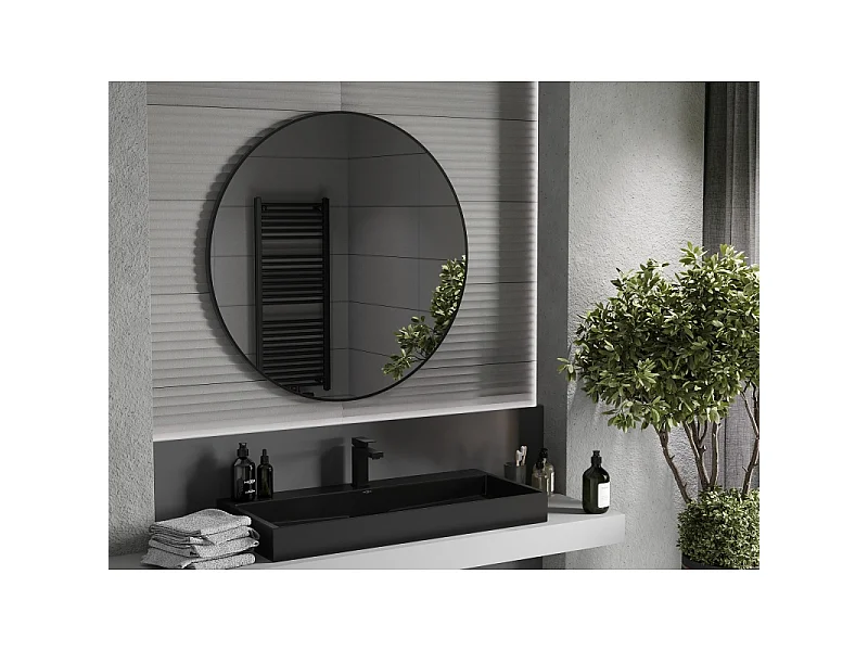 Mexen Loft round bathroom mirror 100 cm, black frame - 9850-100-100-000-70