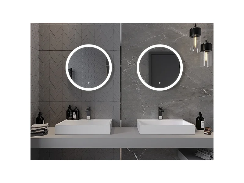 Mexen Oro miroir de salle de bain éclairé, rond 60 cm, LED 6000K, anti-buée - 9824-060-060-611-00