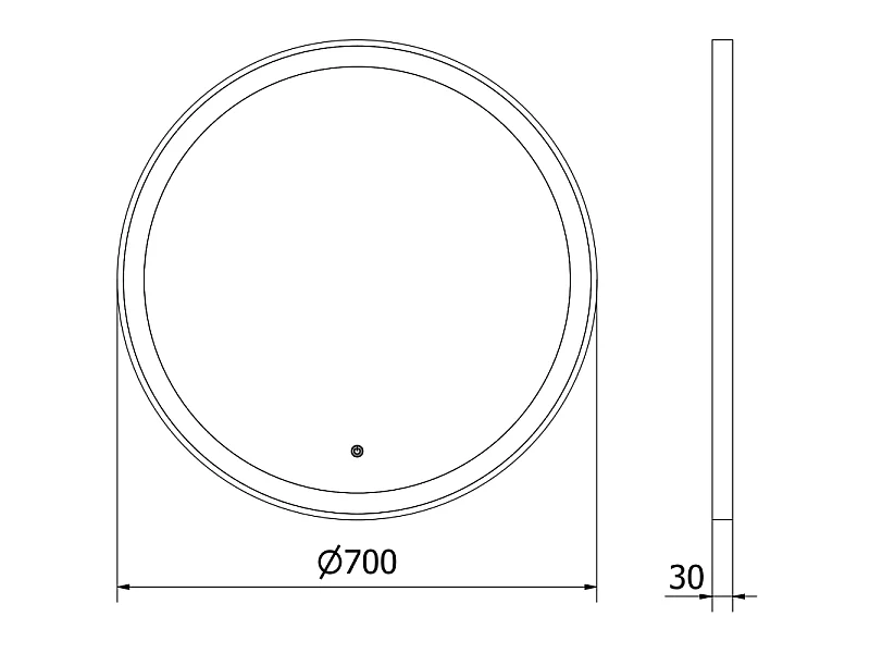 Mexen Esso miroir de salle de bain éclairé, rond 70 cm, LED 6000K, anti-buée, cadre noir - 9825-070-070-611-70