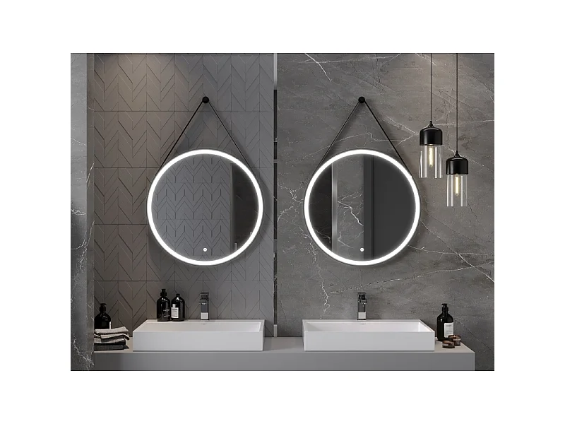 Mexen Reni miroir de salle de bain éclairé, rond 70 cm, LED 6000K, anti-buée, cadre noir - 9812-070-070-611-70