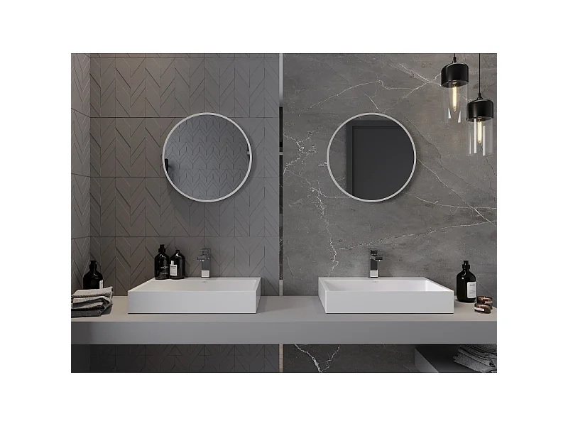 Mexen Loft round bathroom mirror 40 cm, white frame - 9850-040-040-000-20