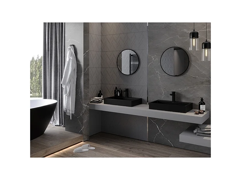 Mexen Loft okroglo kopalniško ogledalo 45 cm, črn okvir - 9850-045-045-000-70