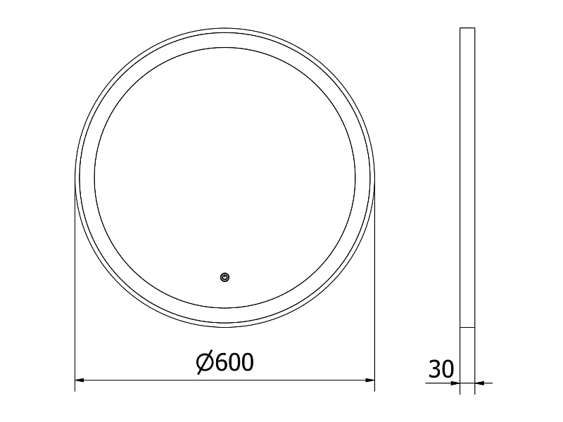 Mexen Esso miroir de salle de bain éclairé, rond 60 cm, LED 6000K, antibuée, cadre noir - 9825-060-060-611-70