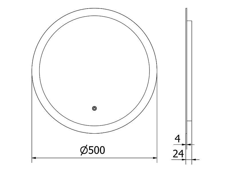 Mexen Oro miroir de salle de bain éclairé, rond 50 cm, LED 6000K, antibuée - 9824-050-050-611-00
