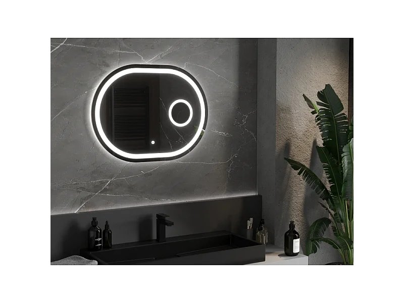 Mexen Umba miroir de salle de bain rétroéclairé avec miroir cosmétique 80 x 60 cm, LED 6000K, antibuée