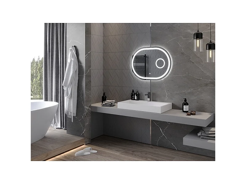 Mexen Umba miroir de salle de bain rétroéclairé avec miroir cosmétique 80 x 60 cm, LED 6000K, antibuée