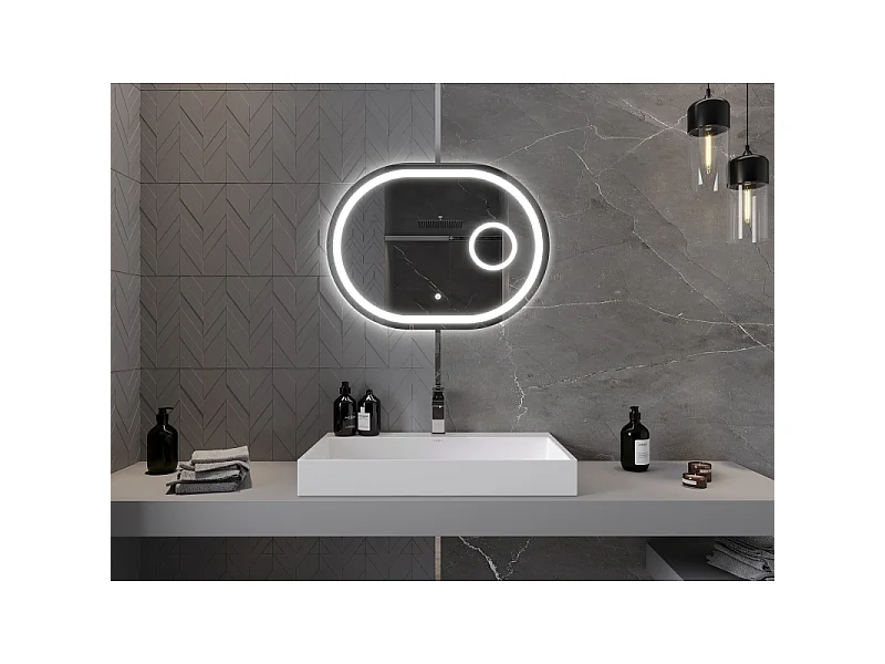 Mexen Umba miroir de salle de bain rétroéclairé avec miroir cosmétique 80 x 60 cm, LED 6000K, antibuée