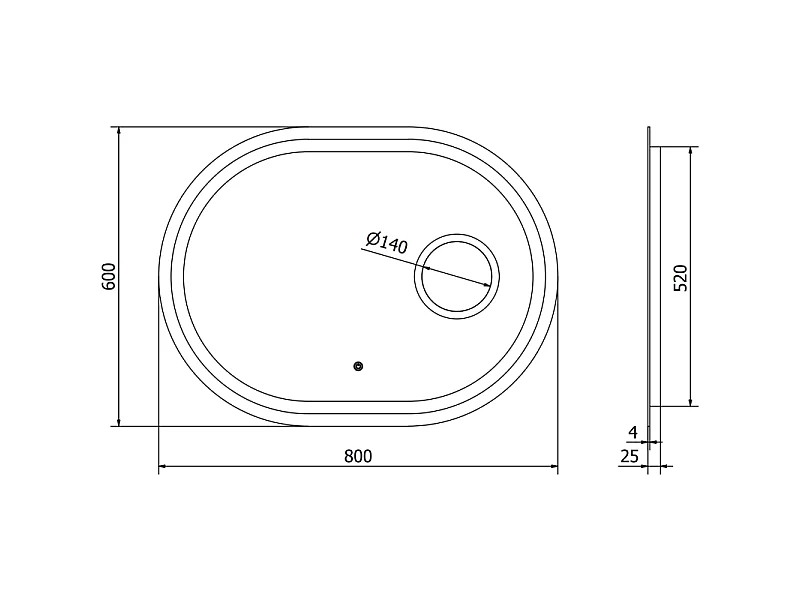 Mexen Umba miroir de salle de bain rétroéclairé avec miroir cosmétique 80 x 60 cm, LED 6000K, antibuée